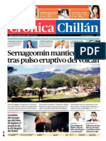 Diario Crónica Chillán de Chillán, Chile 09-01-2016 Sernageomin Mantiene Alerta Tras Pulso Eruptivo Del Volcán.