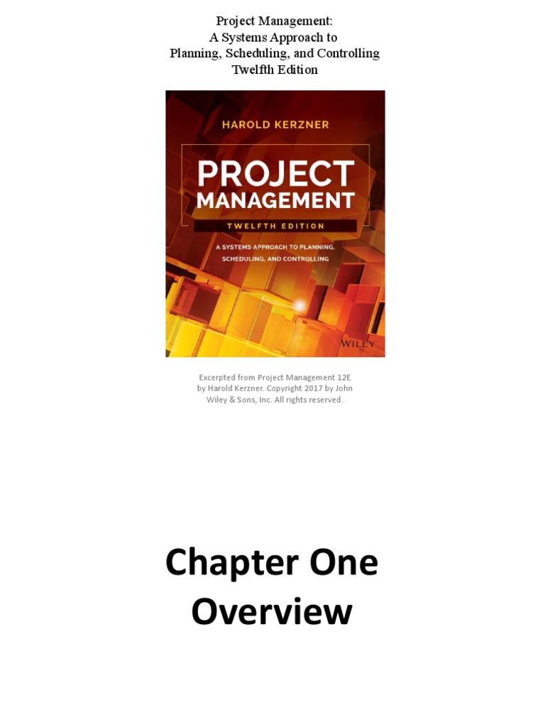 Project Management A Systems Approach To Planning, Scheduling, and