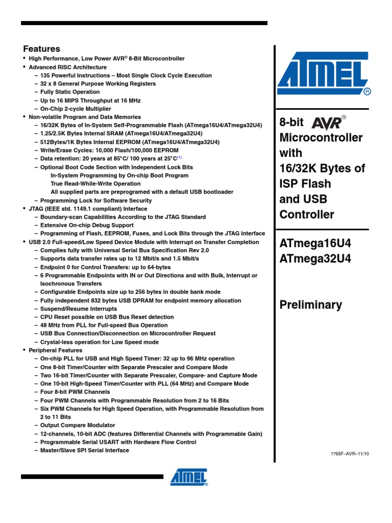 Atmega32U4 Datasheet Pdf , ATmega32U4 Datasheet (Даташит) Atmel ...