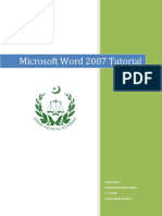 Microsoft Word 2007 Tutorial: Prepared By:-Mohammad Murtaza Khan I. T. Expert Sindh Judicial Academy