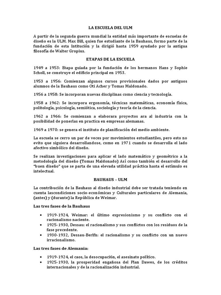La Escuela de Diseño ULM: Historia y Evolución | PDF | Expresionismo ...
