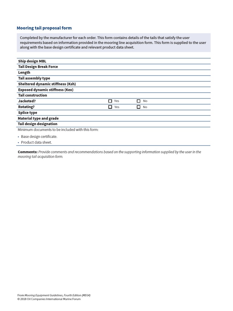 MEG4 Mooring Tail Proposal Form | PDF