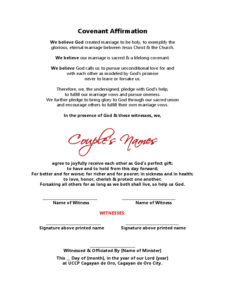 Sacred Marriage Covenant Affirmation | PDF