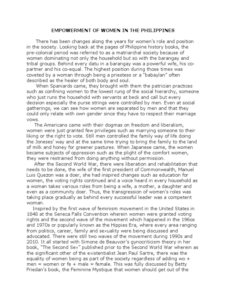 Women's Empowerment in the Philippines | PDF | Woman | Gender Studies