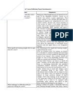 End-of-Course Reflection Paper/Questionnaire Guide Questions Response/s