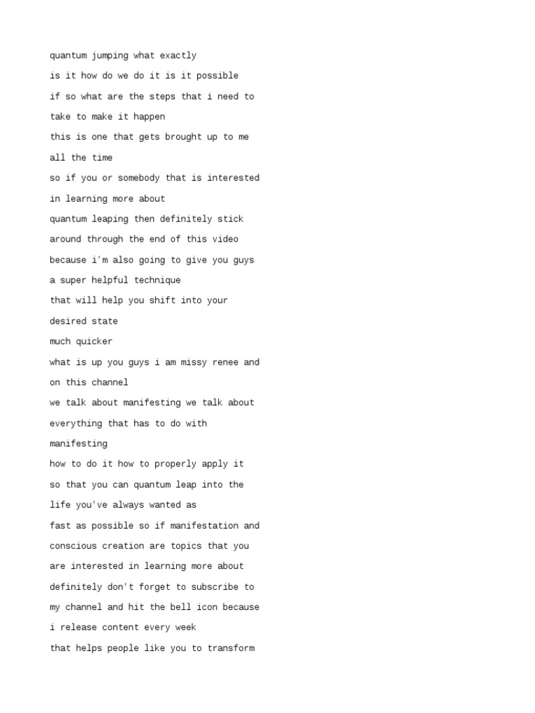 How To Make A Quantum Jump To Manifest INSTANTLY PDF Consciousness