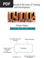 Training Manual On The Topic of Training and Development