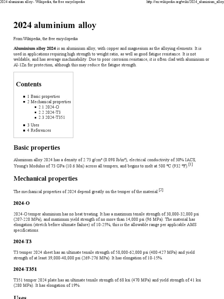 2024 Aluminium Alloy Wiki PDF Strength Of Materials Materials