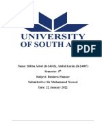 Name: Hibba Adeel (B-24103), Abdul Karim (B-24087) Semester: 5 Subject: Business Finance Submitted To: Sir Muhammad Naveed Date: 22 January 2022