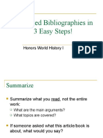 Annotated Bibliographies in 3 Easy Steps!: Honors World History I