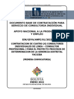 Contratación de Consultor para Procesos de Determinación de la Gerencia Distrital Yacuiba