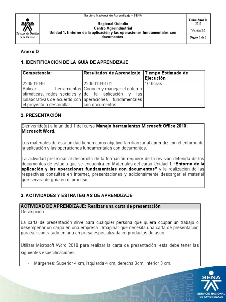 Guia - de - Aprendizaje - Semana1 - Word | PDF | Microsoft Word | Microsoft