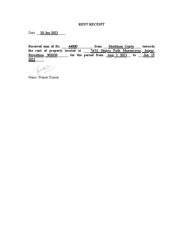 HRA Rent Receipt Encrypted PDF