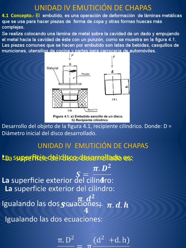 Cálculo de las dimensiones y fuerzas necesarias para el proceso de ...