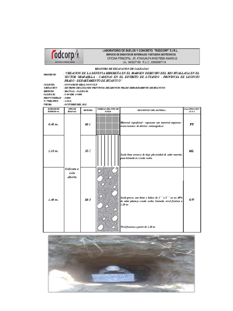 Registro de Calicatas en Huánuco | PDF | Ingeniería Ambiental ...