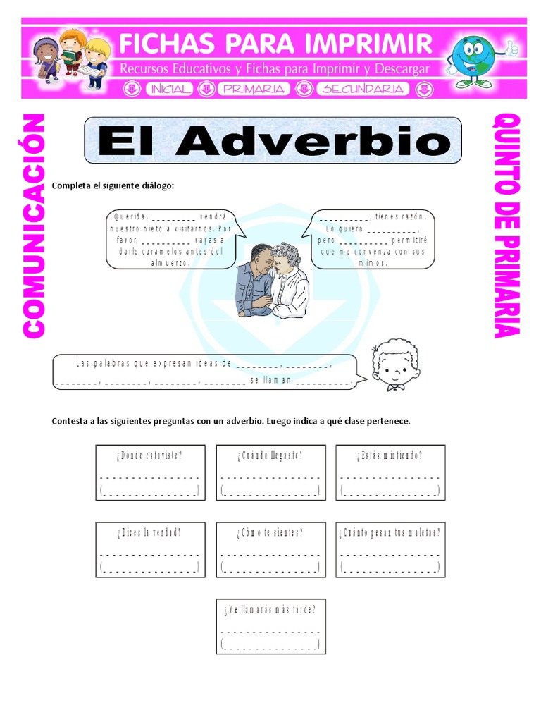 Actividades de adverbios 5° primaria | PDF | Artes del Lenguaje y ...