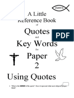 A Little Reference Book: Quotes Key Words Paper 2 Using Quotes