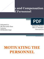 Motivation and Compensation of Personnel
