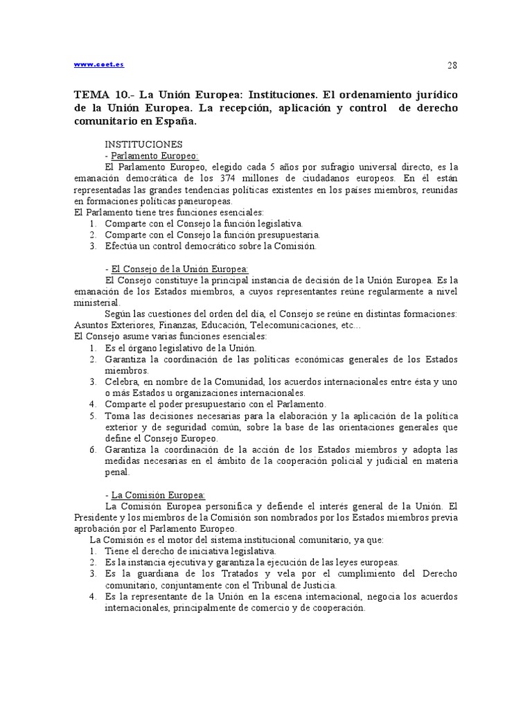 Instituciones y Derecho de la UE en España | PDF | Unión Europea | Ley ...