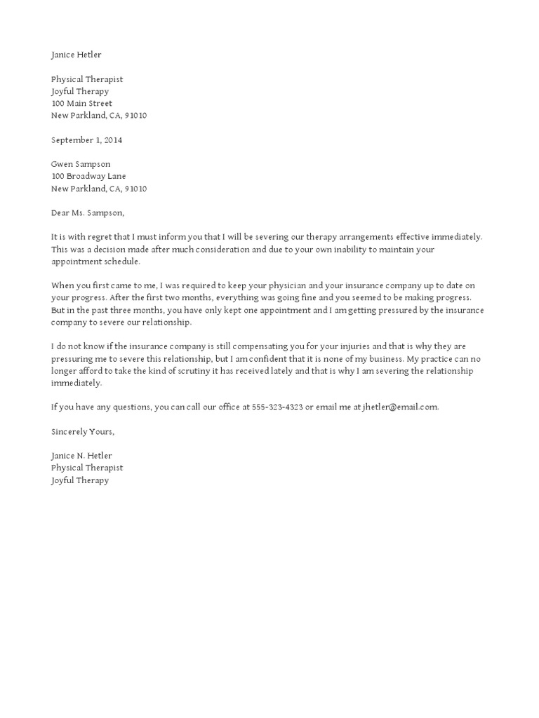Therapy Termination Letter PDF