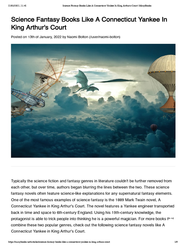 Science Fantasy Books Like A Connecticut Yankee in King Arthur's Court