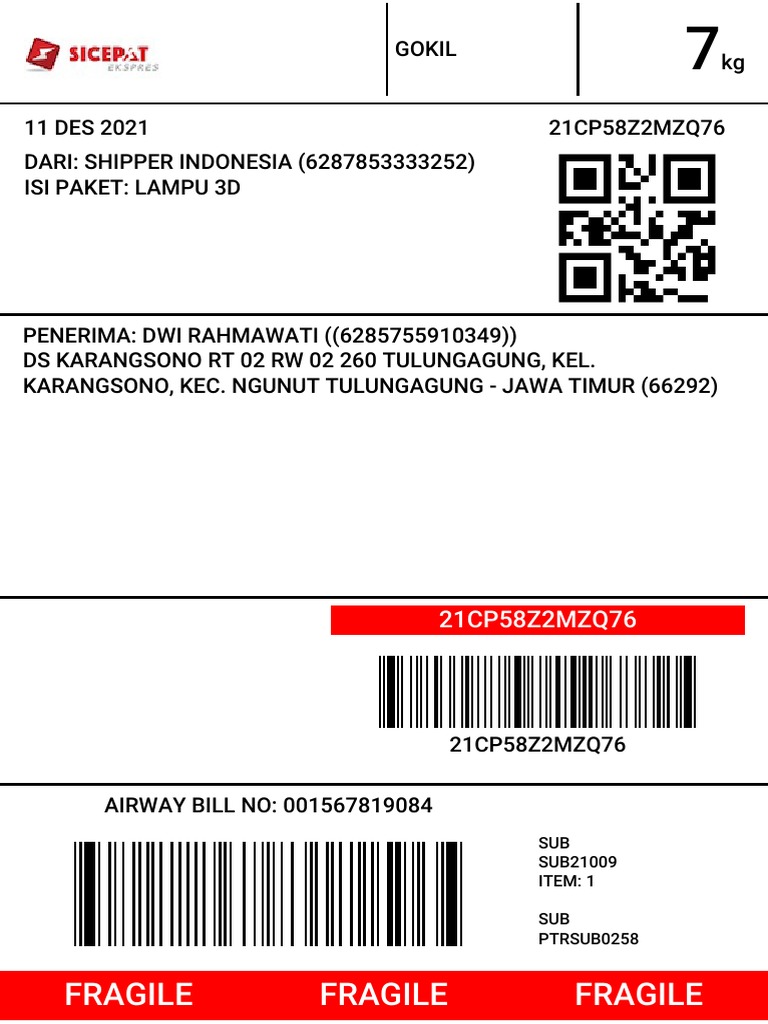 Contoh Resi Shipper | PDF