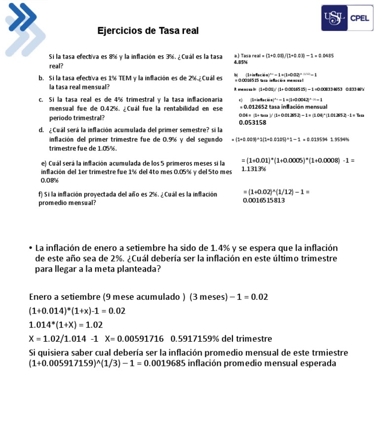 Cálculo de Tasa Real e Inflación Mensual | PDF | Negocios | Métodos y ...