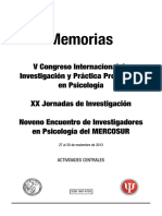 Actividades Centrales Del v Congreso de Investigaciones y Práctica Profesional en Psicología