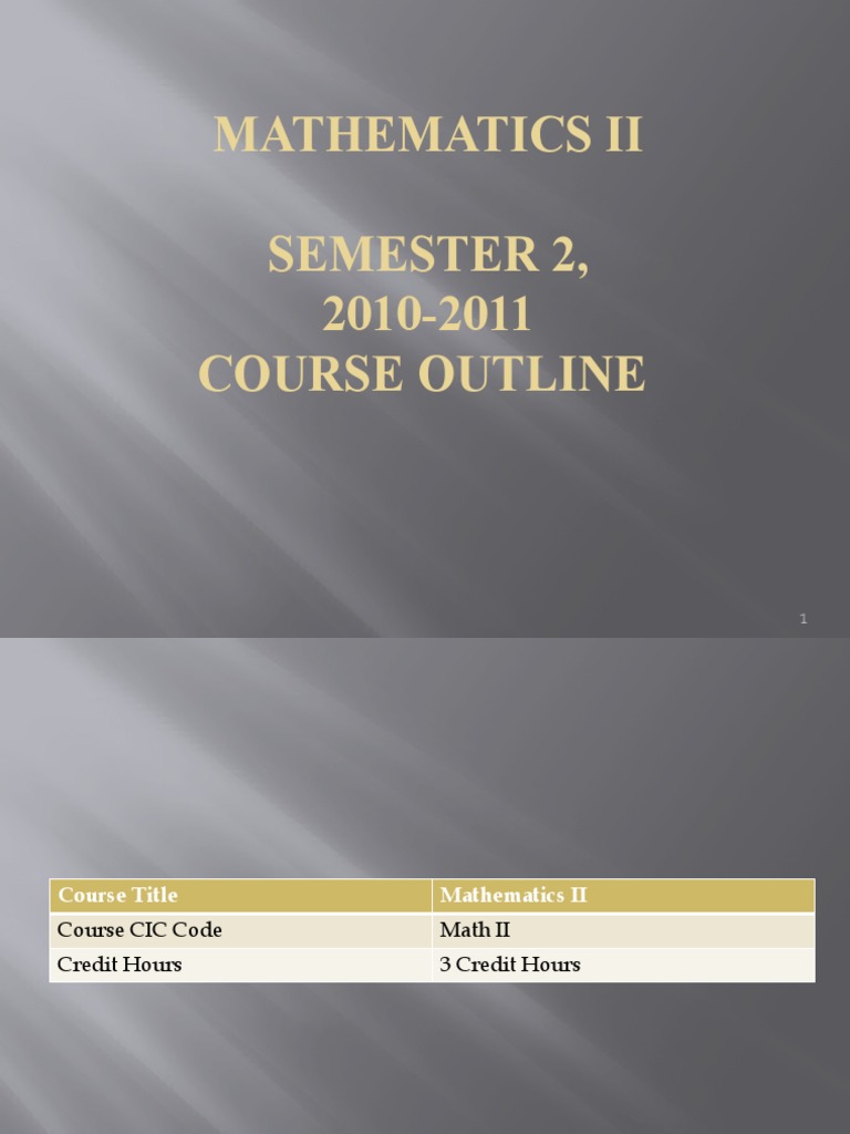 Advanced Mathematics II Course Outline | PDF | Integral | Complex Number