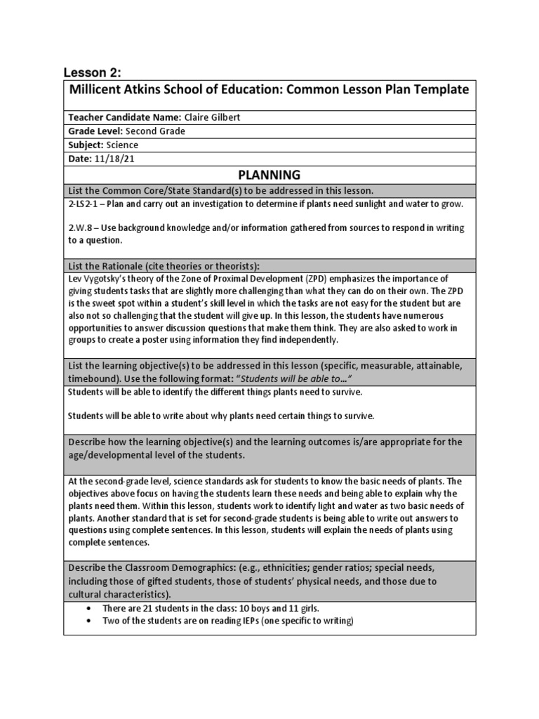 Second Grade Science Lesson on Plants | PDF | Potato | Cucumber