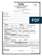 An Institute of Physics: Admission Form