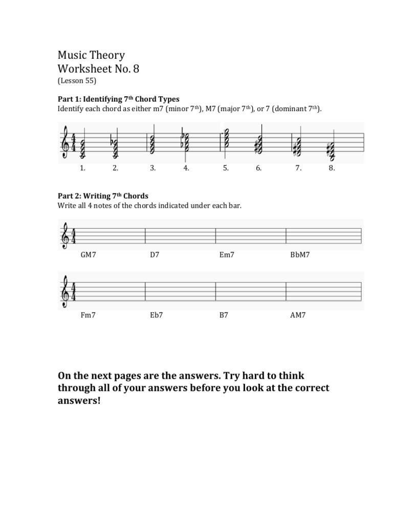 Music Theory Worksheet No. 8: (Lesson 55) | PDF