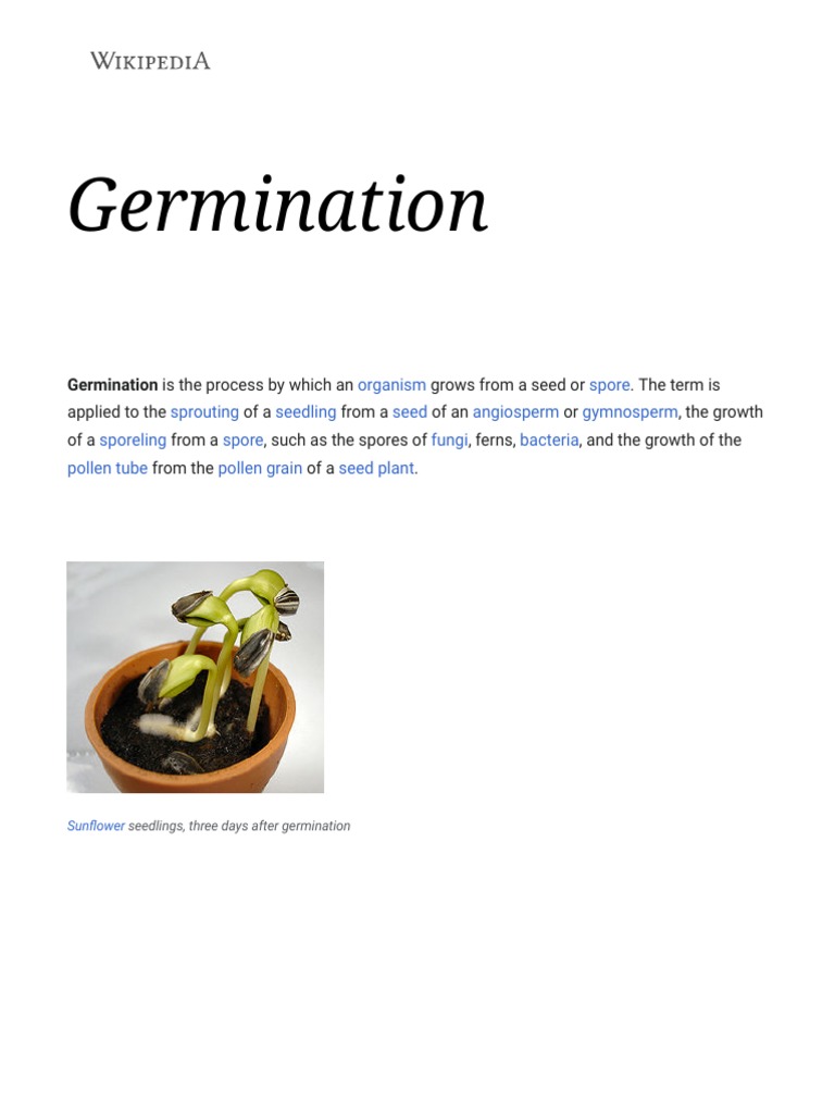 Germination - Wikipedia | PDF | Germination | Seed