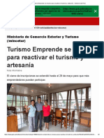 Turismo Emprende Se Renueva para Reactivar El Turismo y Artesanía - Gobierno Del Perú