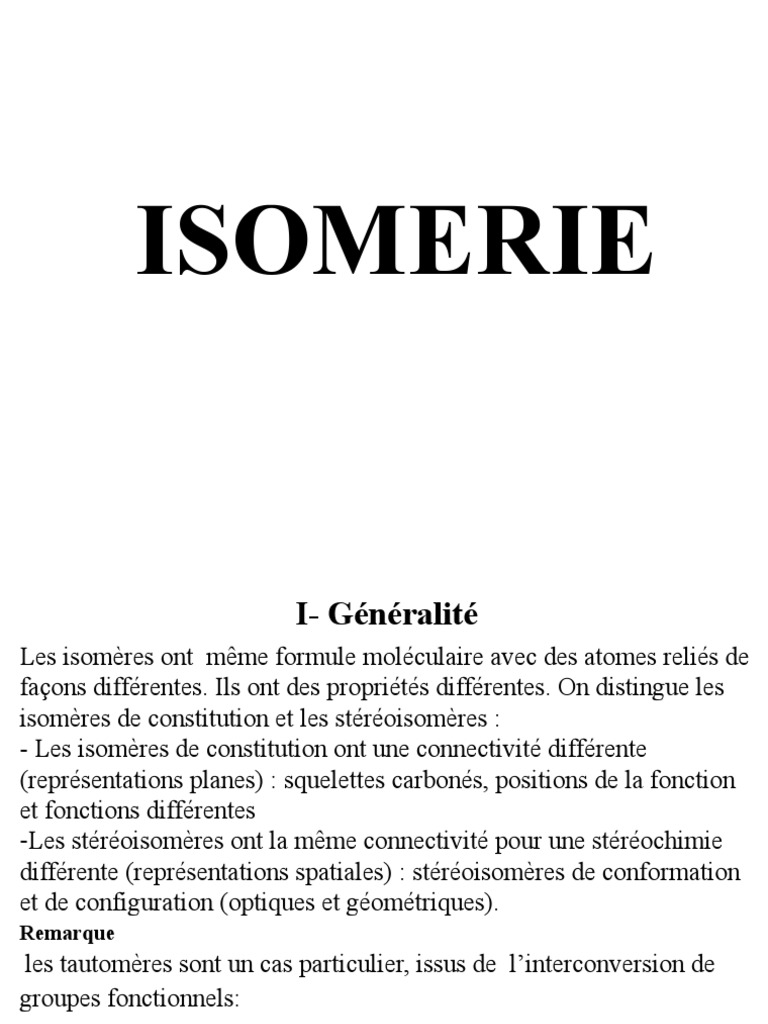 Types d'isomérie et exemples | PDF | Isomère | Chiralité (chimie)