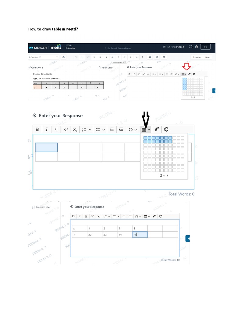 How to draw table in mettl pdf