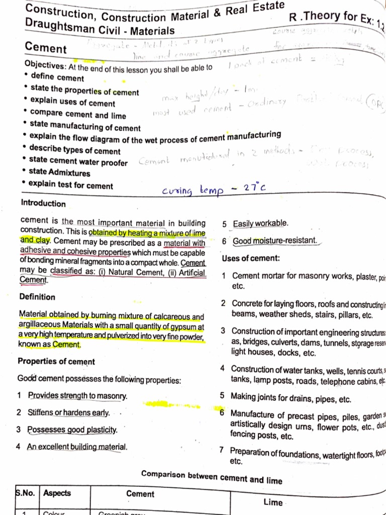 Draughtsman Civil Materials: Cement | PDF | Cement | Joining