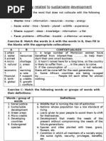 Vocabulary Related to Susutainable Development