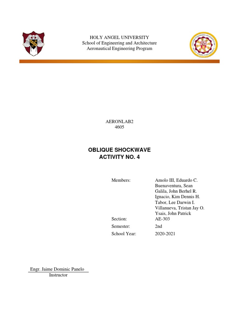 Oblique Shockwave Activity No. 4 | PDF | Shock Wave | Mach Number
