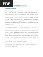 Types of Computer Language Machine Language