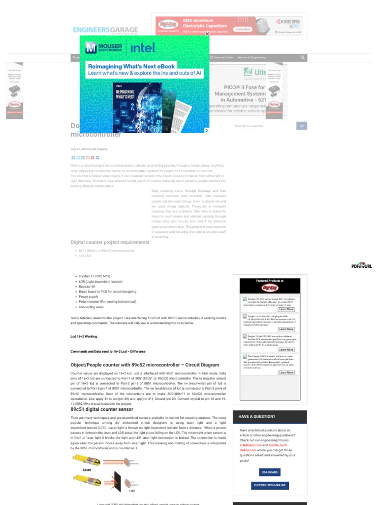 Door Counter With 8051 (89c51,89c52) Microcontroller: Digital Counter ...