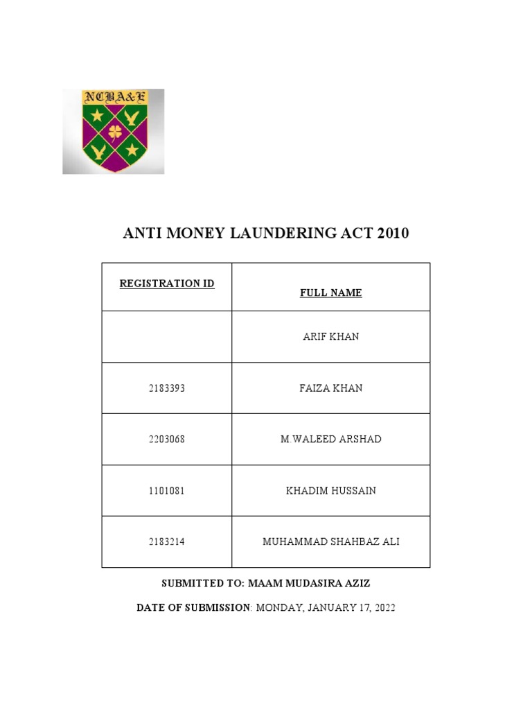 Anti Money Laundering Act 2010 | PDF | Money Laundering | Terrorism ...