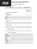 Application Form For Pre Matric Scholarship To Minority Students