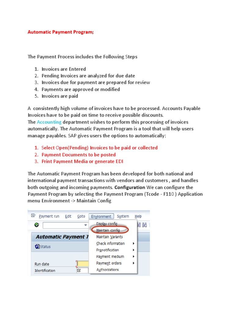 Automatic Payment Program Accounting Pdf Accounts Payable Payments