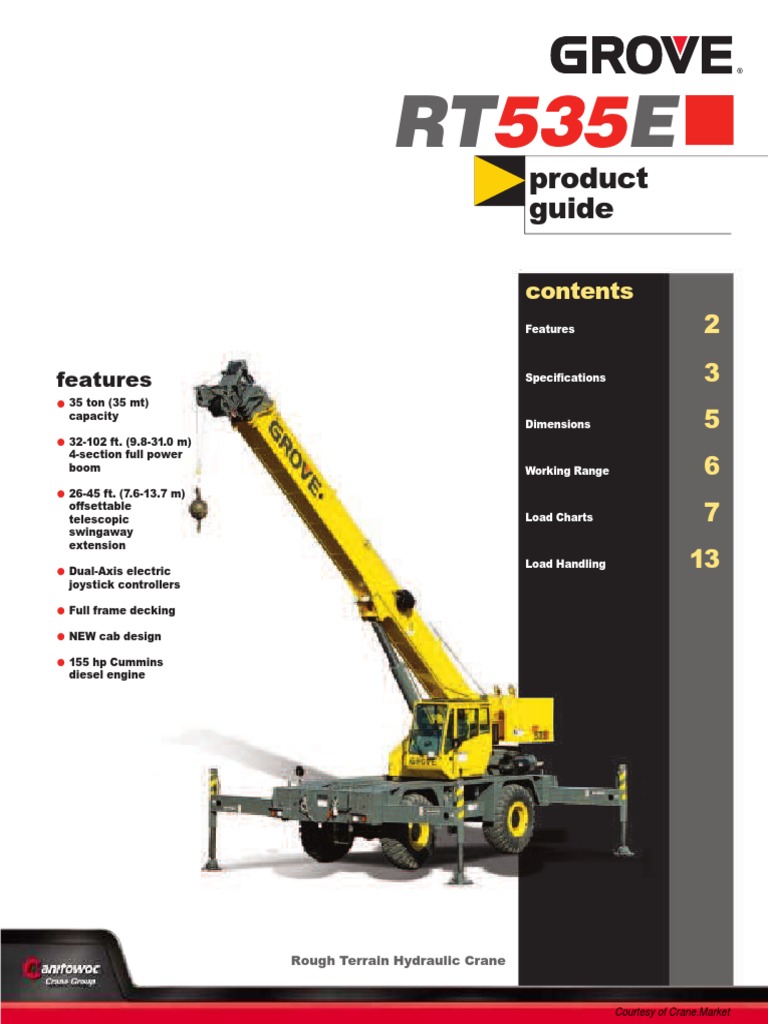 Grove RT535E Rough Terrain Crane Specs | PDF | Crane (Machine) | Truck