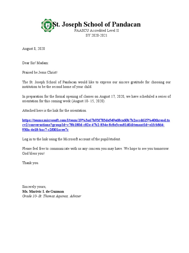 Orientation Invitation | PDF