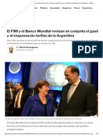 El FMI y El Banco Mundial Revisan en Conjunto El Gasto Social y El Esquema de Tarifas de La Argentina - Infobae