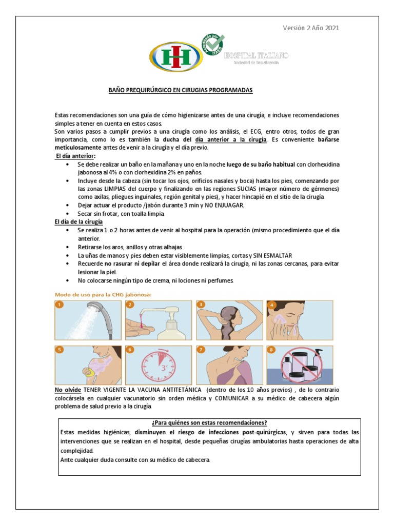 Baño Prequirúrgico: Guía de Preparación | PDF | Ciencia y matemáticas