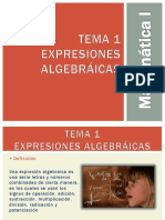 Tema I Expresiones Algebraicas - 1 Parte