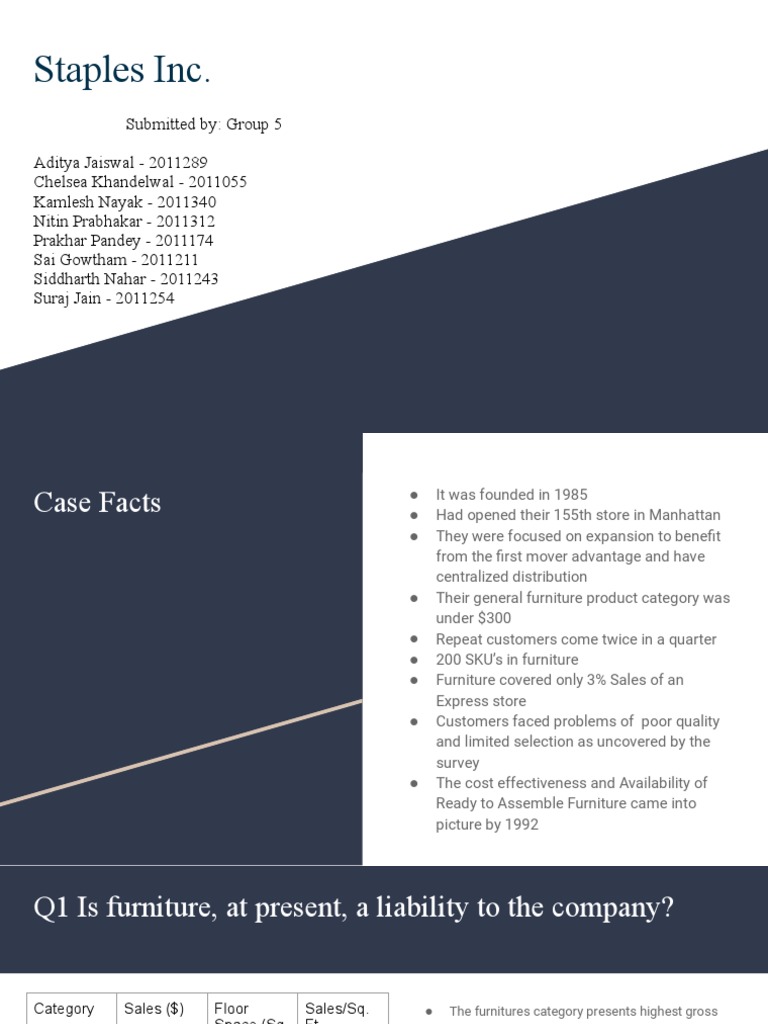 Staples Inc. Furniture Category Analysis | PDF | Business Process ...